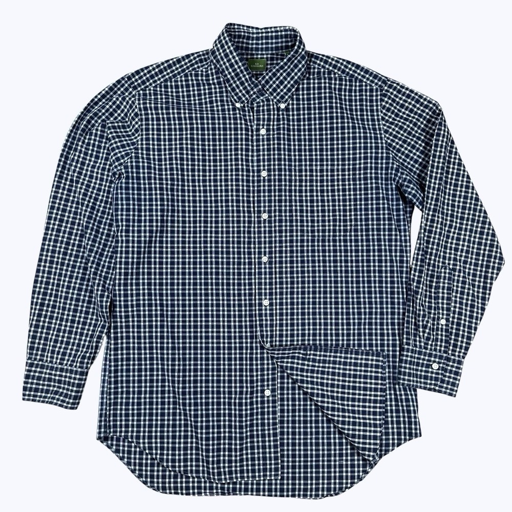 Sid Mashburn Shirt L Mens Blue Gray Gingham Check Woven Long Sleeve